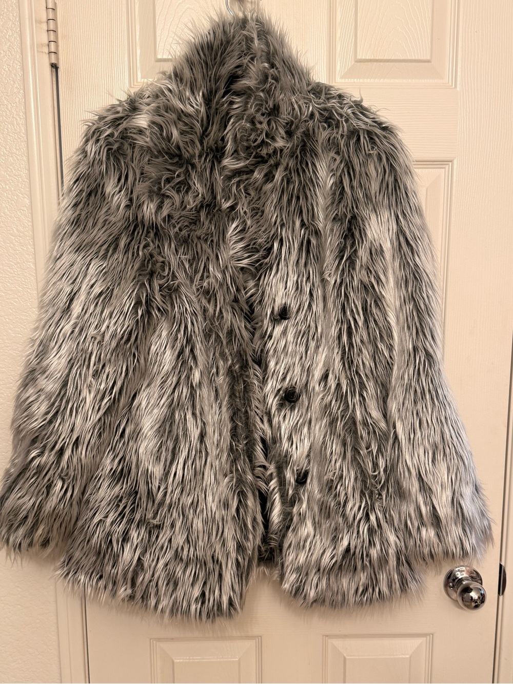 Faux Fur Coat in Black & White Reversable